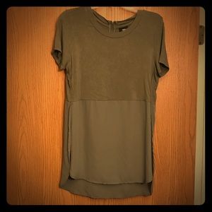 Mossimo Olive Green Side Slit Top with Zip detail